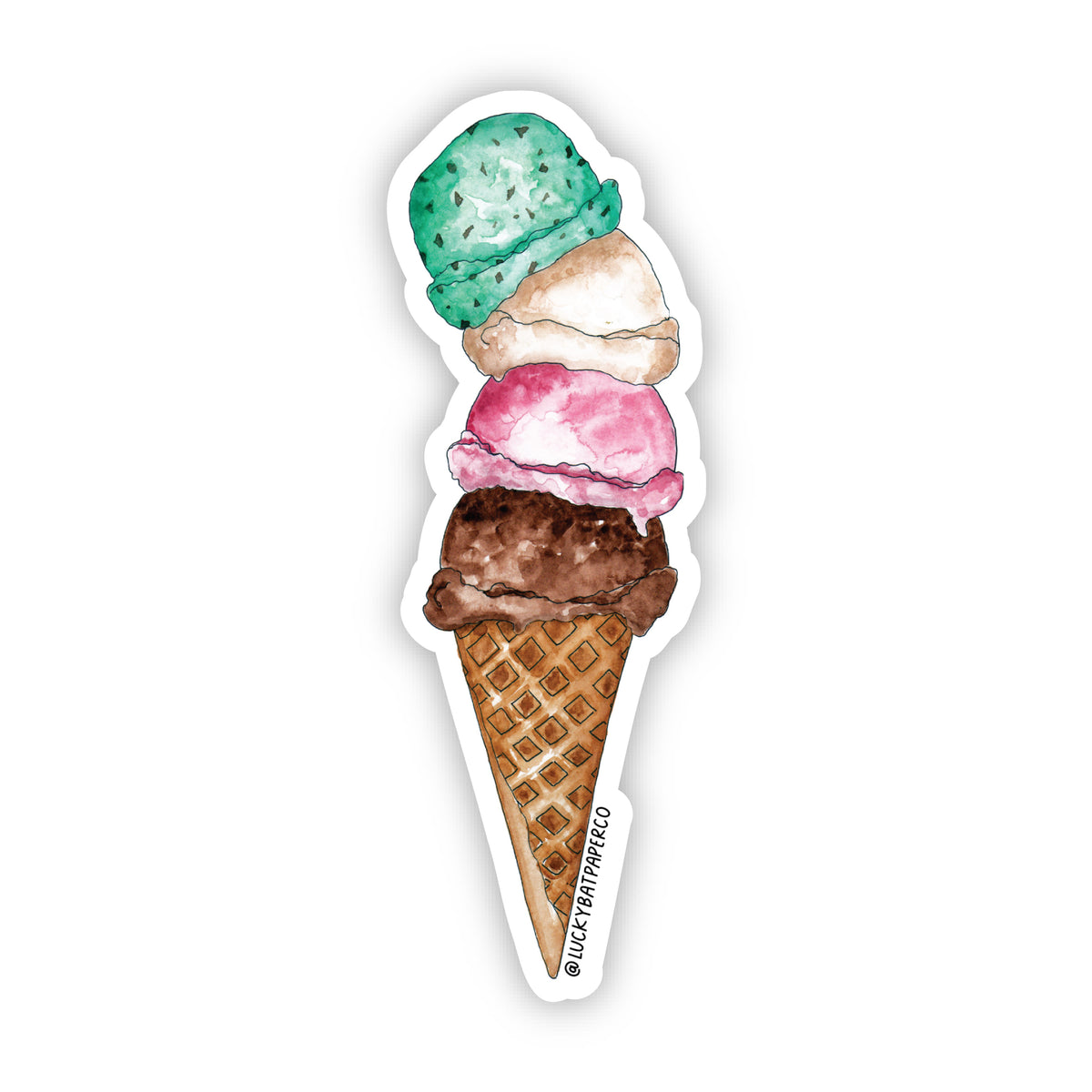 Ice Cream Cone Sticker – Lucky Bat Paper Co.